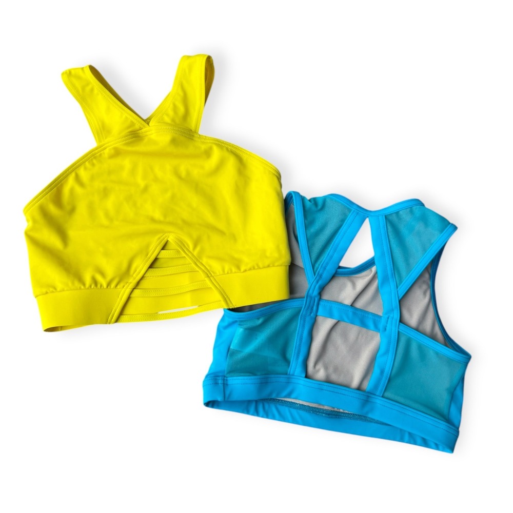 Balera Kids Large Child LC Dance Crop Top Lot Neon Yellow & Blue